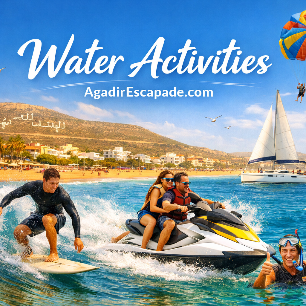 Jet ski Agadir, private boat Agadir, surf lessons Taghazout