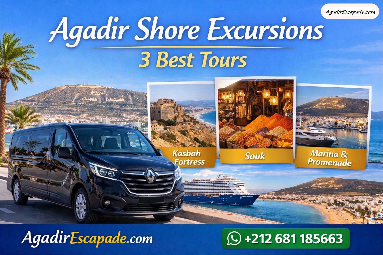 Agadir cruise port excursion pick-up for cruise passengers
