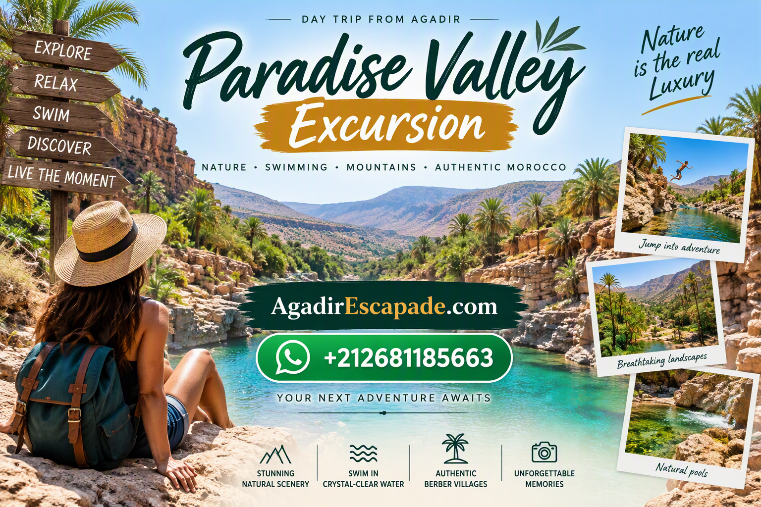 Paradise Valley Agadir excursion with natural pools